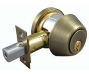 LSDA Grade 2 Single Cylinder Deadbolt SC4 Adjustable 6-PIN K2 Antique Brass 220 5S Adj Ul