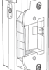 Electric Strike, Field Selectable 12, 16, or 24VAC/VDC, Fail Safe or Fail Secure (FS/FSE), Semi-Mortised for Narrow Rim Exit Devices with 1/2 Pullman Latch, 628/130 Aluminum Clear Anodized