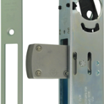 1-1/8in Backset Deadbolt, 1in x 6-7/8in Radius Faceplate, Fits Glass Aluminum Doors, 628/US28 Aluminum Clear Anodized