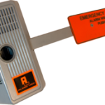 Exit Alarm Deadbolt Device with Paddle Arm, Emergency Egress with Siren, 9V Battery, Requires Rim Cylinder, 628/US28 Satin Aluminum