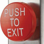 Single Gang, Wall Mount, Request to Exit Station with Pneumatic Timer, 2-1/2in Red Mushroom Push Button, 2 to 60 Second Adjustable Time Delay, 120VDC, 630/US32D Stainless Steel