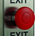 Single Gang, Wall Mount, Request to Exit Egress Station, 1-1/2in Red Mushroom Pushbutton, Momentary Action, 1 N/O and N/C Pair, 10 Amp Contact