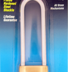 Sesamee Padlock, All Brass Body-Internals, 4-Dial Resettable, 4in Chrome Hardened Shackle - Carded