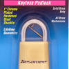 Sesamee Brass Padlock, All Brass Body-Internals, 4-Dial Resettable, 1in Chrome Shackle - Carded