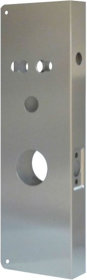Schlage CO Series Cylindrical Door Wrap 2-3/4in Backset, 1-3/4in Door, 5-1/8in W x 16-5/8in H, 2-1/8in and Multiple Holes, Indent Latch Prep, 630/US32D Stainless Steel