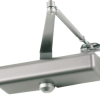 Medium Duty Surface Door Closer, Regular Arm with Parallel Arm Bracket, Slim Line Plastic Cover, Cast Aluminum, Adjustable Sizes 1-5, Through Bolt, Wood and Machine Screws, ADA, UL, Grade 1, 689/SP28 Painted Aluminum