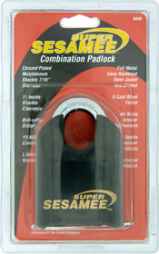 002746_L.png Shrouded Super Sesamee Padlock, Hardened Steel, All Brass Body, 4-Dial, 2in Shackle - Carded