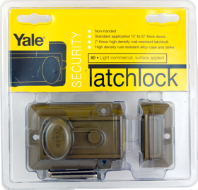 Rim Security Latch Lock, Single Cylinder, Para Keyway, 2-Keys, 696 Sprayed Brass