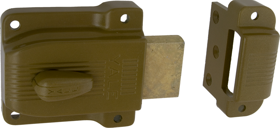Rim Lock - Single Cylinder, Heavy-Duty Deadlatch, Rim Cylinder, Para Keyway, 5-Pin, 2 Keys, Sprayed Brass
