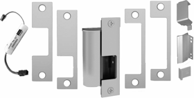 Fire Rated Electric Strike 12/24VDC, FSE, Complete Electric Strike Kit Includes Smart PAC, LB and DB Faceplates (4-7/8in x 1-1/4in), Mortise/Cylindrical/ Deadbolts/Rim Exits, 630/US32D Stainless Steel