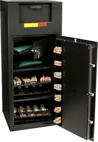 Front Load Wide Body B-Rate Chest, Charcoal Gray Textured Finish with Chrome Hardware, ESL10 (UL Type 1) Electronic Lock, 360lbs