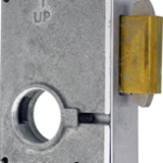 Heavy Duty Deadlock for Sliding Doors, Bolt Expands up and Down into the Strike, 1-3/4in Backset, Faceplate 1 x 5-3/4in, Includes Strike, Requires Mortise Cylinder with Standard Cam, 626/US26D Satin Chrome
