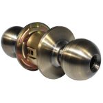 LSDA GRADE 2 ENTRY KNOB BALL LESS LATCH ANTIQUE BRASS LESS CYLINDER 009312 - 100B5A LLLC