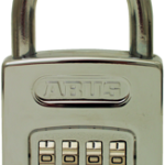 4 Wheel Dial, Resettable Combo Padlock, 2in Wide, Polished Chrome Plated Zinc Body, Shackle - Diameter 5/16in and Vertical Clearance 1in, Carded
