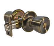 LSDA Grade 3 Entry Knob Tulip Antique Brass Kwikset 00G5K KA4