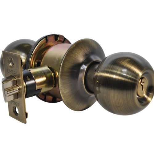 LSDA GRADE 3 STOREROOM KNOB BALL ANTIQUE BRASS KWIKSET 009785 - 14B5K KA4