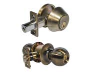 LSDA Grade 3 Single Combination Kwikset Ball Knob Antique Brass 30B5K KA20