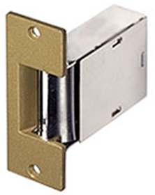 Electric Strike, 8-16VAC, Fail Secure, 3-1/2in x 1-3/8in Faceplate, up to 5/8in Throw, Brass Powder Coat