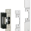 Electric Strike for 5/8in Latchbolt, Multi-Application, Centerline Latch Entry, Low Profile 1-3/16in, 12/24 AC/DC, FS Fail Safe/FSE Fail Secure, Latchbolt Position Status Standard, 2 Faceplates Square and Radius Corner 4-7/8in H x 1-1/4in W, 1 Faceplate 7-15/16in x 1-1/4in, 630/US32D Stainless Steel