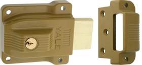 Rim Lock - Double Cylinder, Heavy-Duty Deadlatch, Rim Cylinder, Para Keyway, 5-Pin, 2 Keys, Sprayed Brass