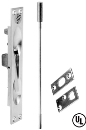 Manual Flush Bolt with 12in Extension Rod, Face Plate Size 1in x 6-3/4in, 626/US26D Satin Chrome