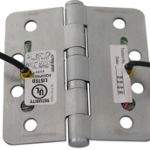 Electrified-CC4, 4 Wire, 5-Knuckle Hinge, Standard Weight, Full Mortise, Oil Impregnated Bearing (TA), 4.0in x 4.0in (4040), Radius Corner, Steel Base, 652/626/US26D Satin Chrome