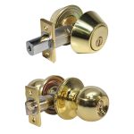 LSDA GRADE 3 DOUBLE CYLINDER COMBINATION WITH BALL KNOB KWIKSET BRIGHT BRASS 029629 - 05B3K KA20