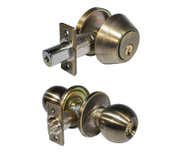LSDA Grade 3 Single Cylinder Combination With Ball Knob Kwikset Antique Brass 03B5K KA20