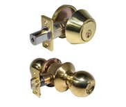 LSDA Grade 3 Single Combination Kwikset Ball Knob Millenium Bright Brass 30B MB3K KA20