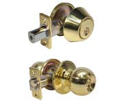 LSDA GRADE 3 SINGLE CYLINDER COMBINATION WITH BALL KNOB KWIKSET MILLENIUM BRIGHT BRASS 03B MB3K KA20