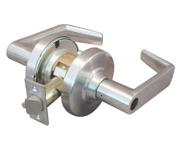 SCHLAGE GRADE 1 STORE DOOR LEVER RHODES SATIN CHROME LESS CYLINDER - ND66CD RHO626