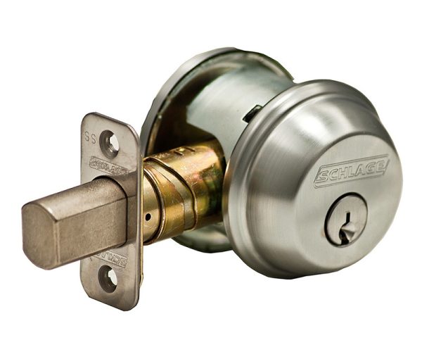 101534.jpg SCHLAGE GRADE 1 SINGLE CYLINDER DEADBOLT 5-PIN SCHLAGE C KEYED ALIKE-4 ADJUSTABLE BOLT SATIN CHROME - B60N626KA4 12 287