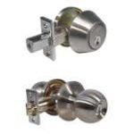 LSDA Grade 3 Single Cylinder Combination With Ball Knob Kwikset Satin Nickel 03B15K KA20