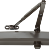 Medium Duty Door Closer, Cast Aluminum, Surface Mount, Tri-Pack Arm for Regular Pull Side, Top Jamb, or Parallel Arm Mount, Slim Line Plastic Cover, ADA Adjustable Size 1-6, Grade 1, Universal Screw Pack, 695/DKBRZ Dark Bronze Powder Coat