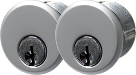 Pair of Mortise Cylinders (2 Each), 6-Pin Schlage C Keyway, Keyed Alike in Pairs (KA2), AL/SP28 Anodized Satin Aluminum