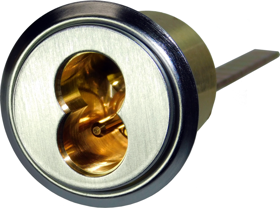202459_L.png SFIC Interchangeable Core Rim Cylinder, 6 or 7 Pin, Furnished with Collar, Back Plate and 12-24 Break-Off Screws, 626/US26D Satin Chrome