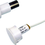 3/4in Diameter Recessed (Flush Mount) Magnetic Contact Switch Set, 3/4in Plus Wide Gap, 12in Leads, Closed Loop (N/O), Used for Steel Doors, UL Listed, White
