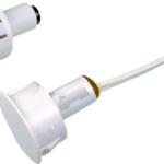 3/4in Diameter Recessed (Flush Mount) Magnetic Contact Switch Set, 1/2in Gap, 12in Leads, Closed Loop (N/O), Used for Steel Doors, UL Listed, White