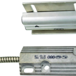 Overhead Commercial Door, Floor Mount Magnetic Contact 3.5in Long, Switch Set with 36in Stainless Steel Armored Cable, Gap Up to 2.5in, Reed Form A, Closed Loop (N/O), Extruded Aluminum