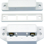 202515_L.png 2-1/2in Long Commercial Surface Mount Magnetic Contact Switch Set, Standard Gap 1in and 5/8in on Steel, Side Terminals and Cover, Closed Loop (N/O), White