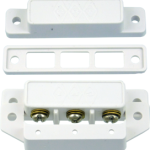 2-1/2in Long Commercial Surface Mount Magnetic Contact Switch Set, Standard Gap 1in and 5/8in on Steel, Side Terminals and Cover, SPST, White