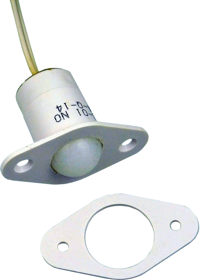 202534_L.png Short Roller Ball Contact Switch with Screw Down Flange, Contact with 360 Degree of Ball Access, 12in Leads, Closed Loop (N/O), White