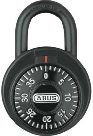 Black 3-Dial Combination Padlock 2in Wide, Shackle - 1/4in Diameter and 13/16in Vertical Clearance, Carded