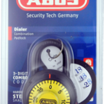 Yellow 3-Dial Combination Padlock 2in Wide, Shackle - 1/4in Diameter and 13/16in Vertical Clearance, Carded