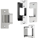 Electric Strike, Dual Voltage, 24VAC/VDC, FSE Fail Secure, ANSI Metal and Wood Faceplates, 15/16in Depth, up to 5/8in Throw, Grade 2, UL