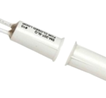 3/8in Diameter Recessed (Flush Mount) Magnetic Contact Switch Set, 1/2in Gap, Press in to Fit, Closed Loop (N/O), 12in Leads, White