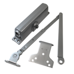 Light to Medium Duty Door Closer, Cast Iron, Surface Mount, Hold Open Arm for Regular Pull Side, Top Jamb, or Parallel Arm Mount, ADA Adjustable Size 1-5, Grade 1, TBSRT Screw Pack, 689/AL Aluminum Powder Coat