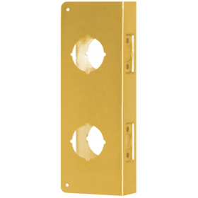 Double Hole Door Wrap 2-3/8in Backset, 1-3/8in Door, 4in W x 9in H, CTC 3-5/8in, 2-1/8in Holes, Indent Latch Prep, 605/US3 Polished Brass