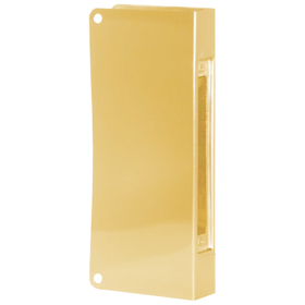 Mortise Lock Door Wrap with Blank Sides and Door Edge Recess Cut Out (8in x 1-1/4in), 5in x 12in H, 605/US3 Polished Brass