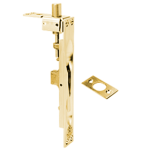 Manual Flush Bolt Wood Door, Face 6-3/4in L x 1in W Square Corners, 605/US3 Polished Brass
